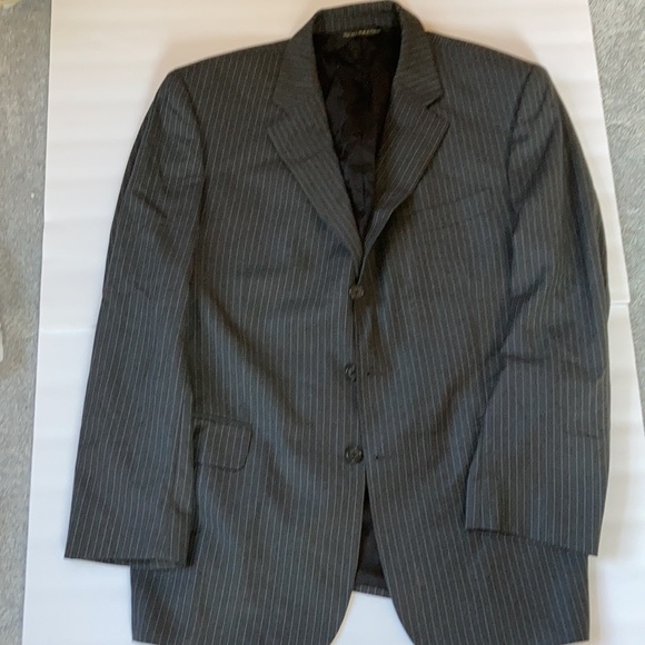 Nordstrom’s custom suit black pinstripes single breasted Jacket Size 44